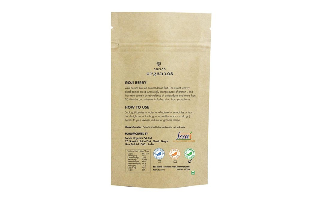 Sorich Organics Goji Berries    Pack  150 grams